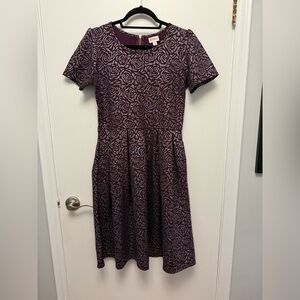 LuLaRoe Purple Rose Pattern Midi Dress
